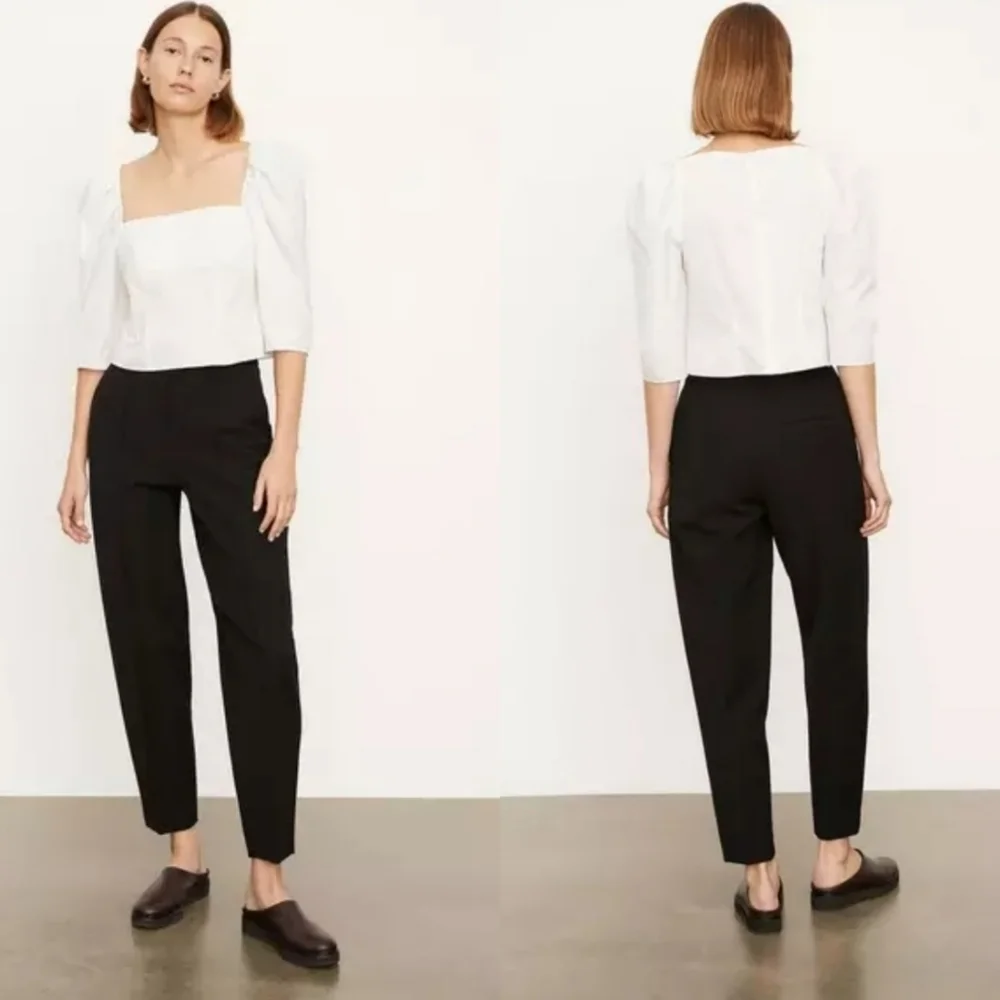 Vince Pintuck Tapered High Waist Black Trouser Pants Style#V802922038 NWT Sz 16